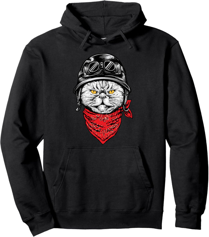 Biker Katze - Chopper Biker Motorrad Motorradfahrer Pullover Hoodie