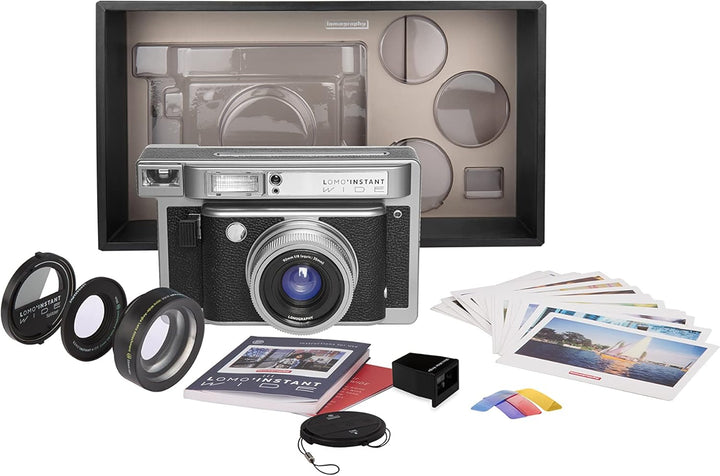 Lomography Lomo'Instant Wide Camera & Lenses Monte Carlo Black Leather