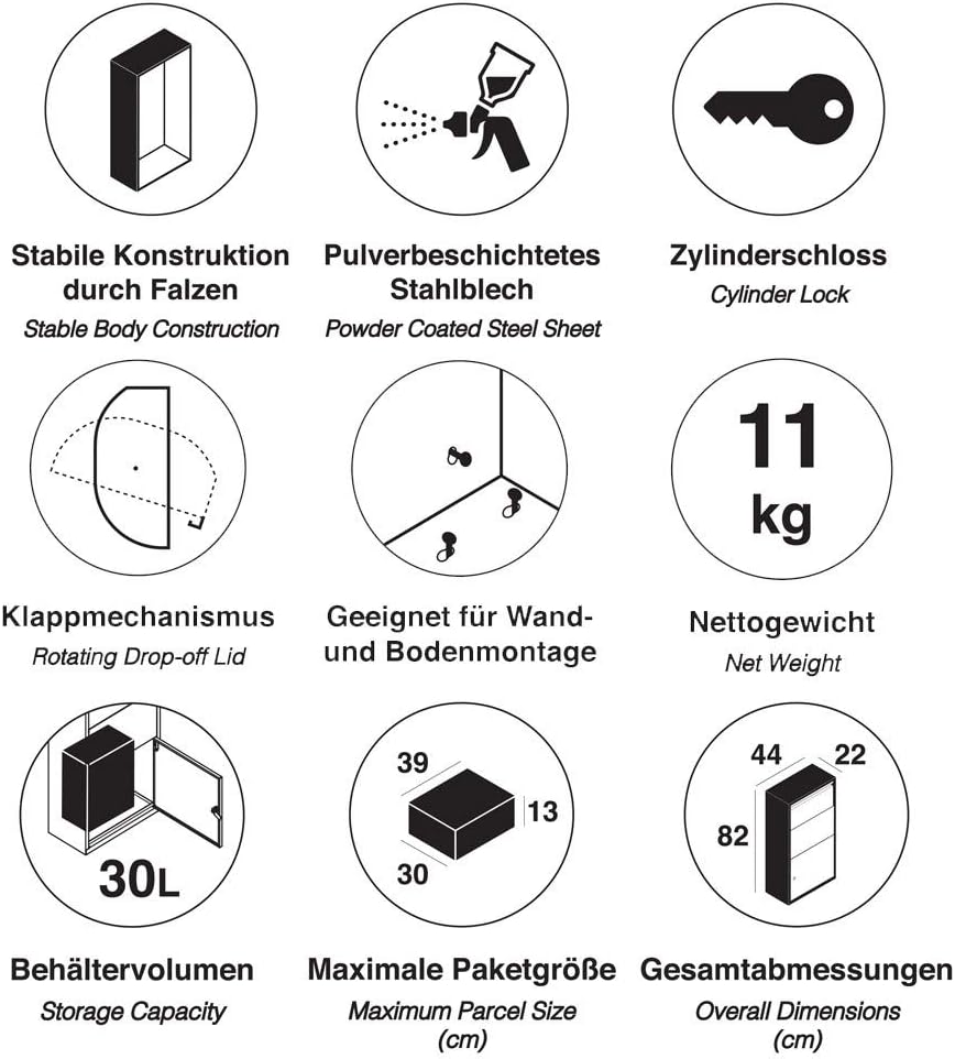 Haussmann Paketbriefkasten, Paketbox, Paletkasten, Briefkasten, Postbox, XXL Briefkasten, Kontaktlos