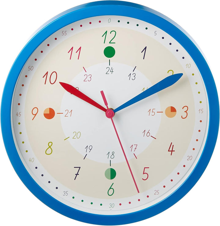TFA Dostmann Kinder-Wanduhr mit Lernuhr TICK & TACK, 60.3058.06.91, für Jungen & Mädchen, Uhrzeit Le