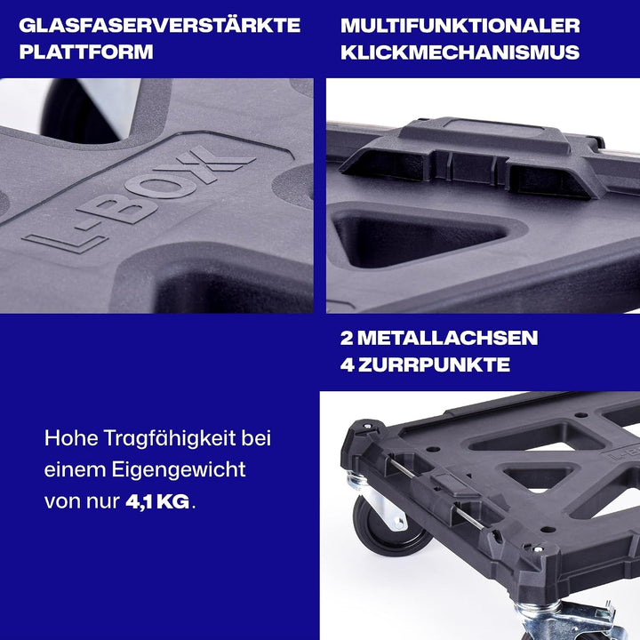 L-BOXX Roller Transportwagen für Werkzeugkoffer bis 200kg mit Bremse, mobil | für L-BOXX G und G4, X