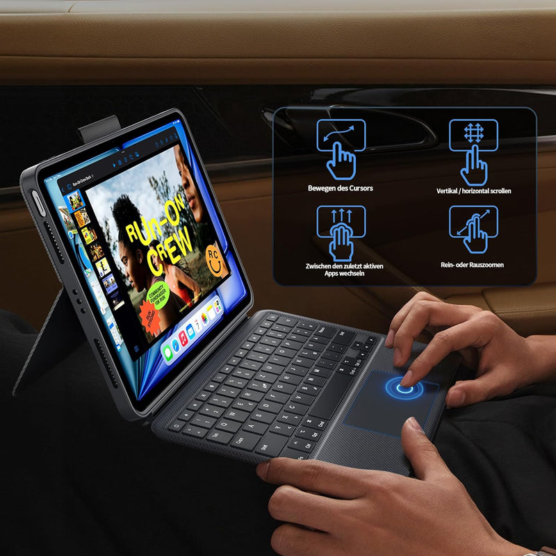 CACOE Tastatur Hülle Kompatibel mit iPad Air (4. und 5. 6. gen - 2020, 2022, 2024) 11/10.9 Zoll, iPa