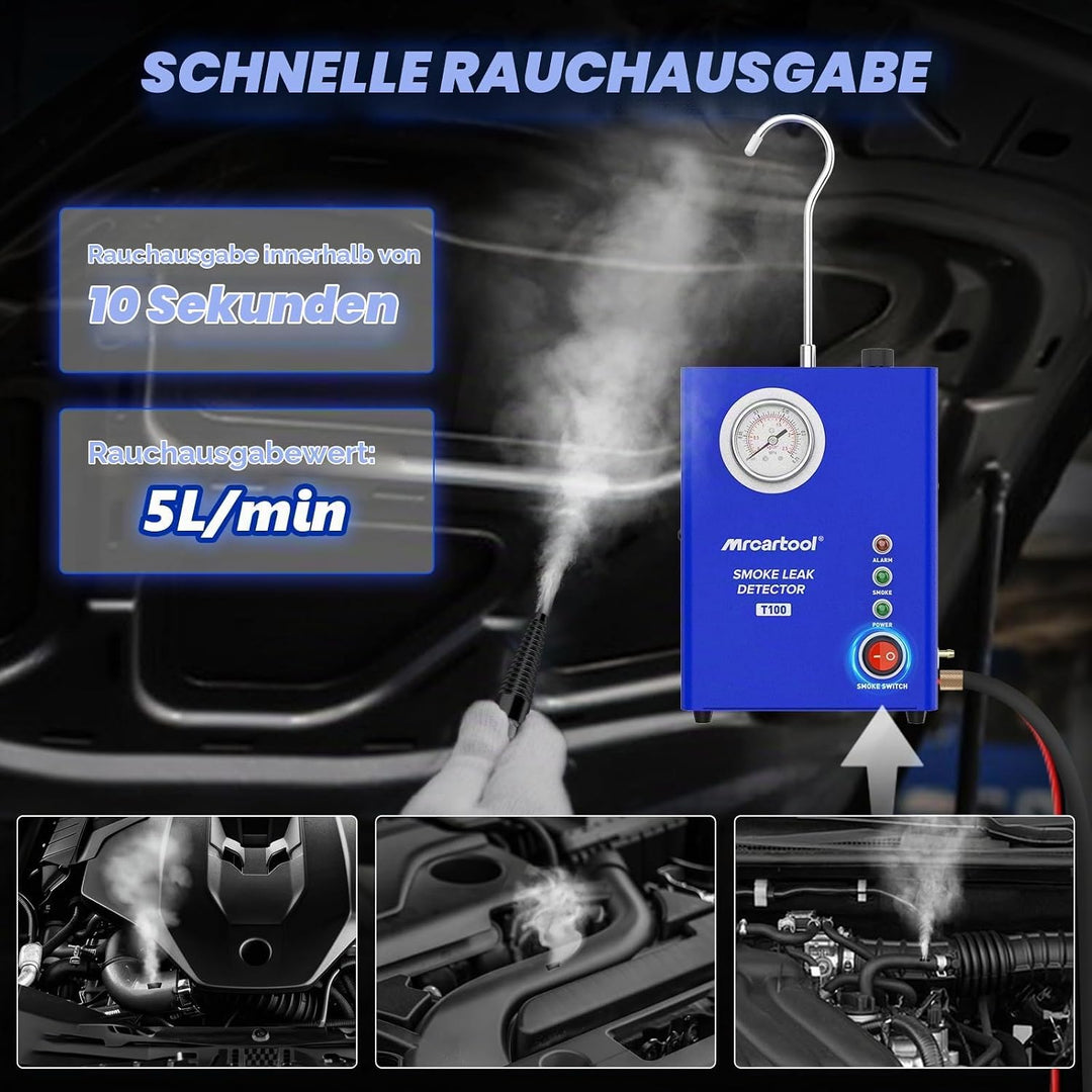 MRCARTOOL Nebelmaschine KFZ Rauchmaschine Lecksuchgerät mit Druckanzeige, EVAP Kraftstofflecks Detek