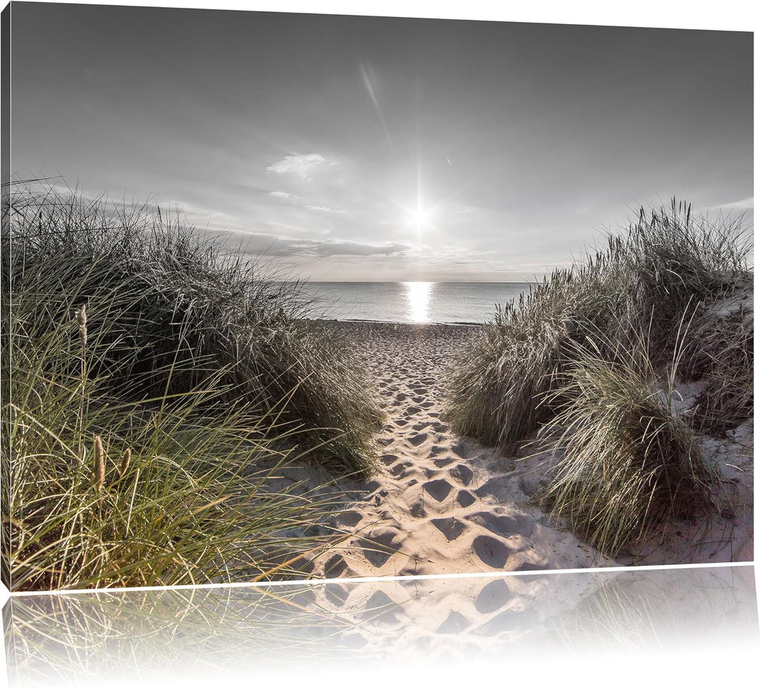Pixxprint der Weg ins Meer als Leinwandbild/Grösse: 100x70 / Wandbild/Kunstdruck/fertig bespannt, 10