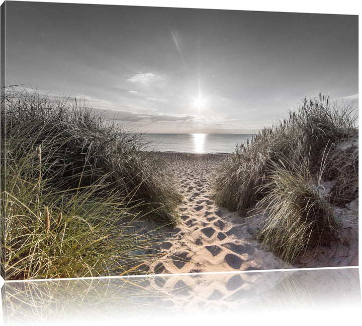 Pixxprint der Weg ins Meer als Leinwandbild/Grösse: 100x70 / Wandbild/Kunstdruck/fertig bespannt, 10
