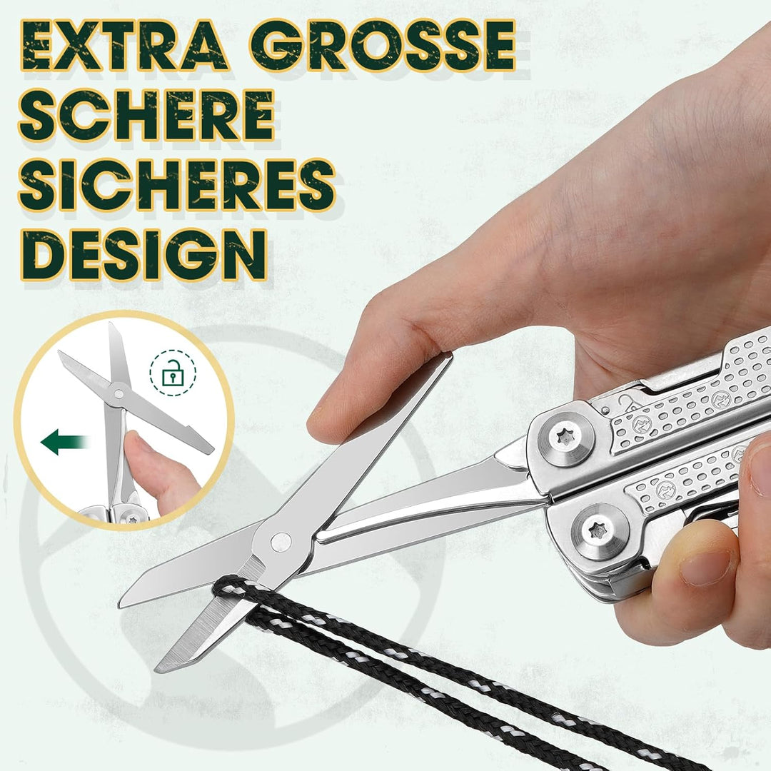 Multitool Werkzeug, Geschenke für Männer, Aufgerüstetes Multi Tool Edelstahl Faltbares mit Damastmes