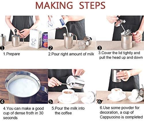 Milchaufschäumer, 800ML Edelstahl Milk frother Manuelle Handheld Milchaufschäumer Double Mesh Kaffee
