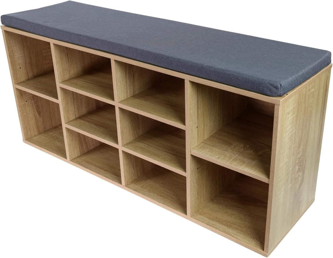 MOON HOME Schuhschrank mit Sitzkissen - Stardust Oak, aus FSC® Holz Faserplatte (MDF) mit Eichenopti
