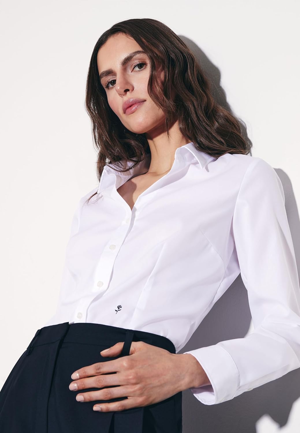 Seidensticker Damen Bluse - City Bluse - Hemdbluse - Slim Fit - Kurzarm - Uni - Stretch 32 Weiss, 32