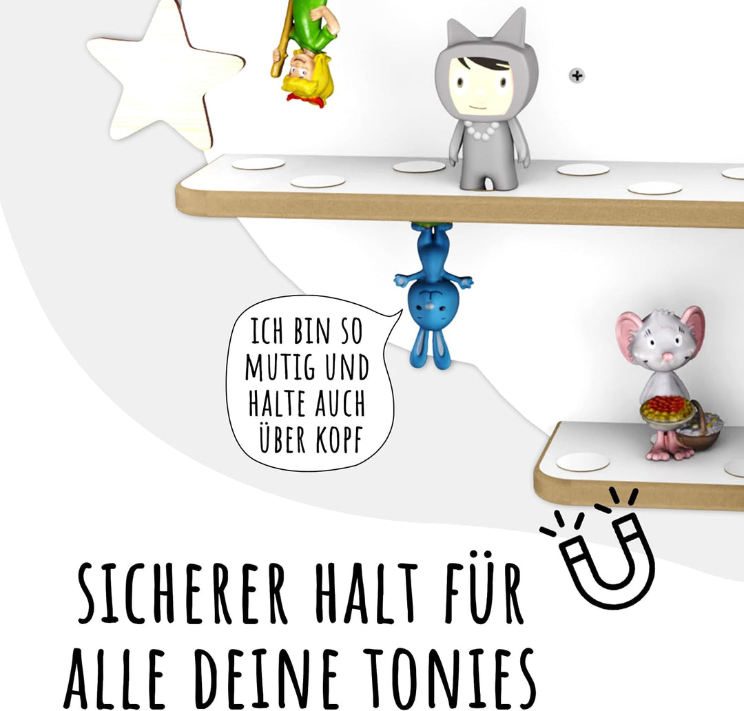 Tonie Regal für Toniebox, Toniebox Regal personalisiert mit Name und Holzsymbolen, Tonie Aufbewahrun
