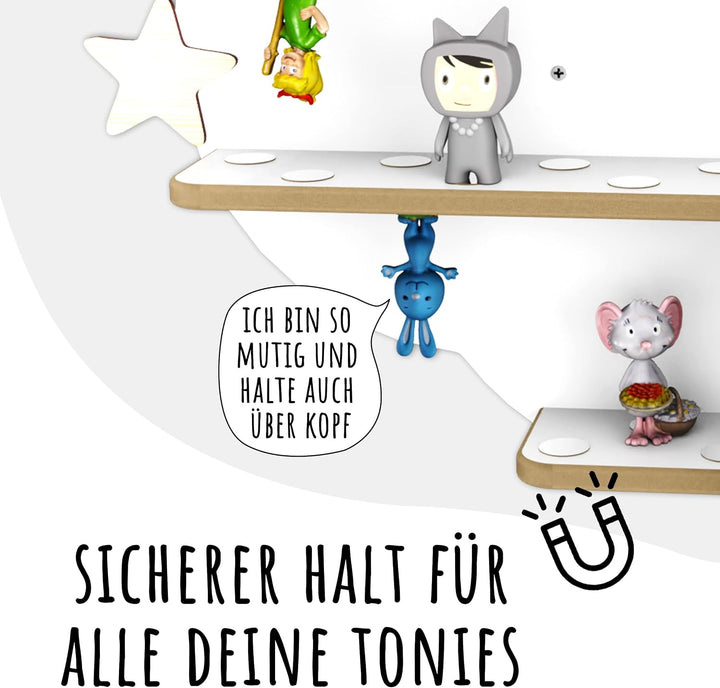 Tonie Regal für Toniebox, Toniebox Regal personalisiert mit Name und Holzsymbolen, Tonie Aufbewahrun