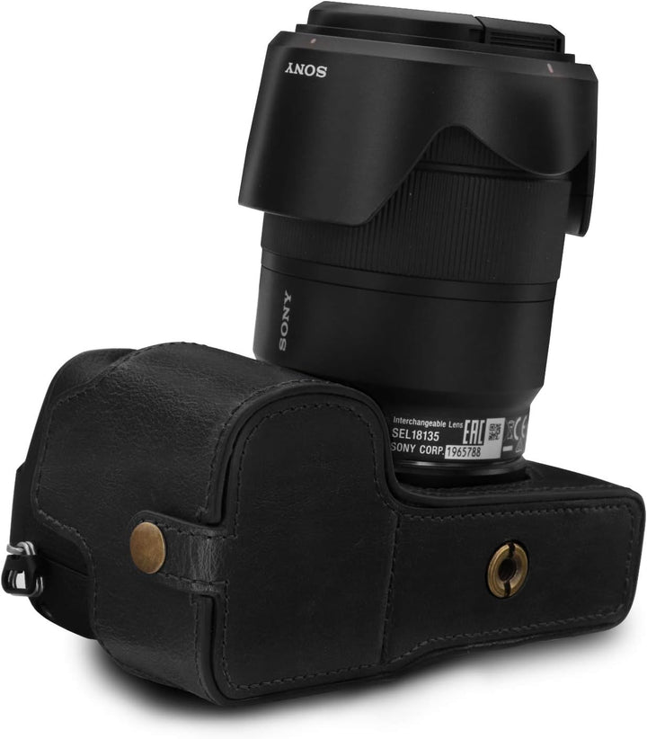 MegaGear MG1807 Ever Ready Kameratasche aus Leder, für Sony Alpha A6600, Schwarz, schwarz