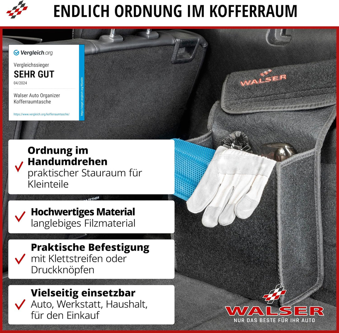 Walser Auto Organizer Toolbag Grösse XXL, Kofferraum Organizer, Gadget, Aufbewahrungsbox, Tasche, Zu