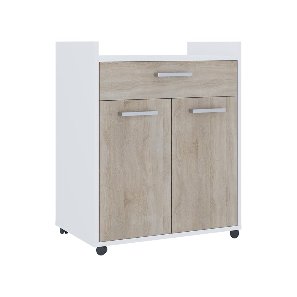 Vicco Rollcontainer Ansel, Weiss/Sonoma, 60 x 40 cm mit Schubladen, Weiß/Sonoma