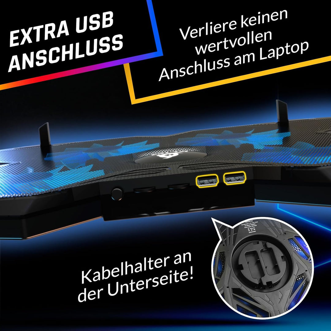 KLIM Wind Laptop Kühler - Leistungsstark Wie Kein Anderer – Schneller Kühlvorgang - 4 Lüfter PC Note
