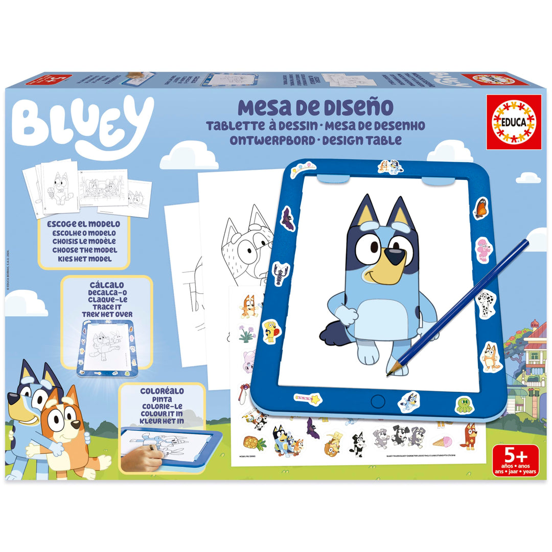 Educa - Bluey Design Tisch. Gestalten, malen & dekorieren Sie mit dem neuen leuchtenden Zeichentable