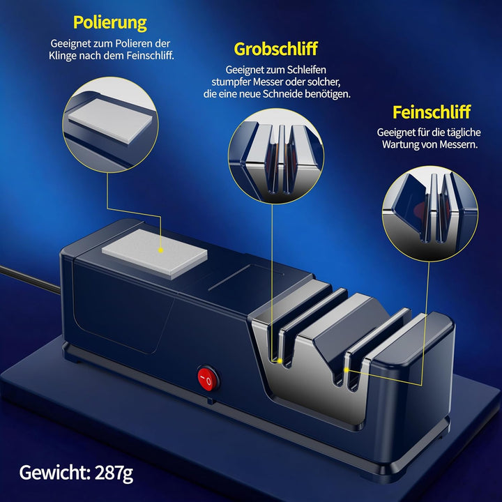 Elektrischer Messerschärfer, Profi-Diamant-Messerschärfer, Leisem Motor, Schnelles für Küchenmesser,