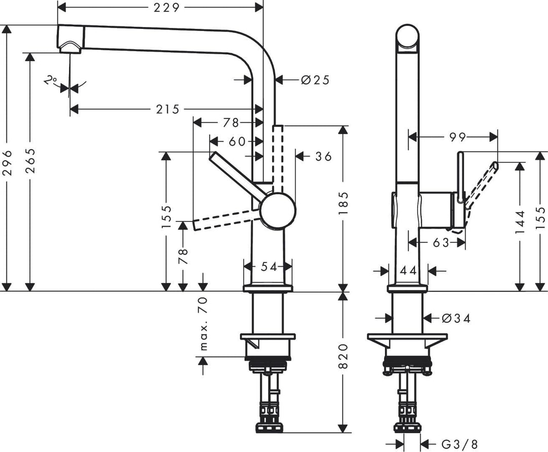 hansgrohe Küchenarmatur Talis M54, Wasserhahn Küche mit Auslauf Höhe 270 mm, 360° drehbar, 1 Strahla