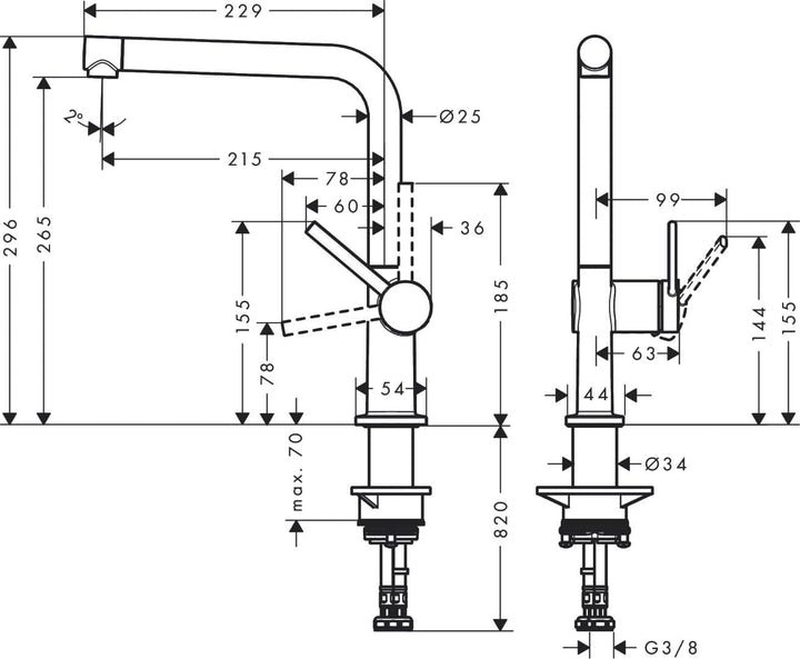 hansgrohe Talis M54 - Küchenarmatur, 1 Strahlart, Wasserhahn Küche mit Auslaufhöhe 270 mm, Mischbatt