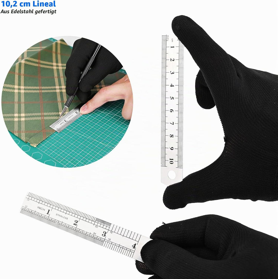 EHDIS Bastelmesser Set - Skalpell mit Softgriff inklusive, 360° Präzisionsmesser, Stahllineal, 15 Er