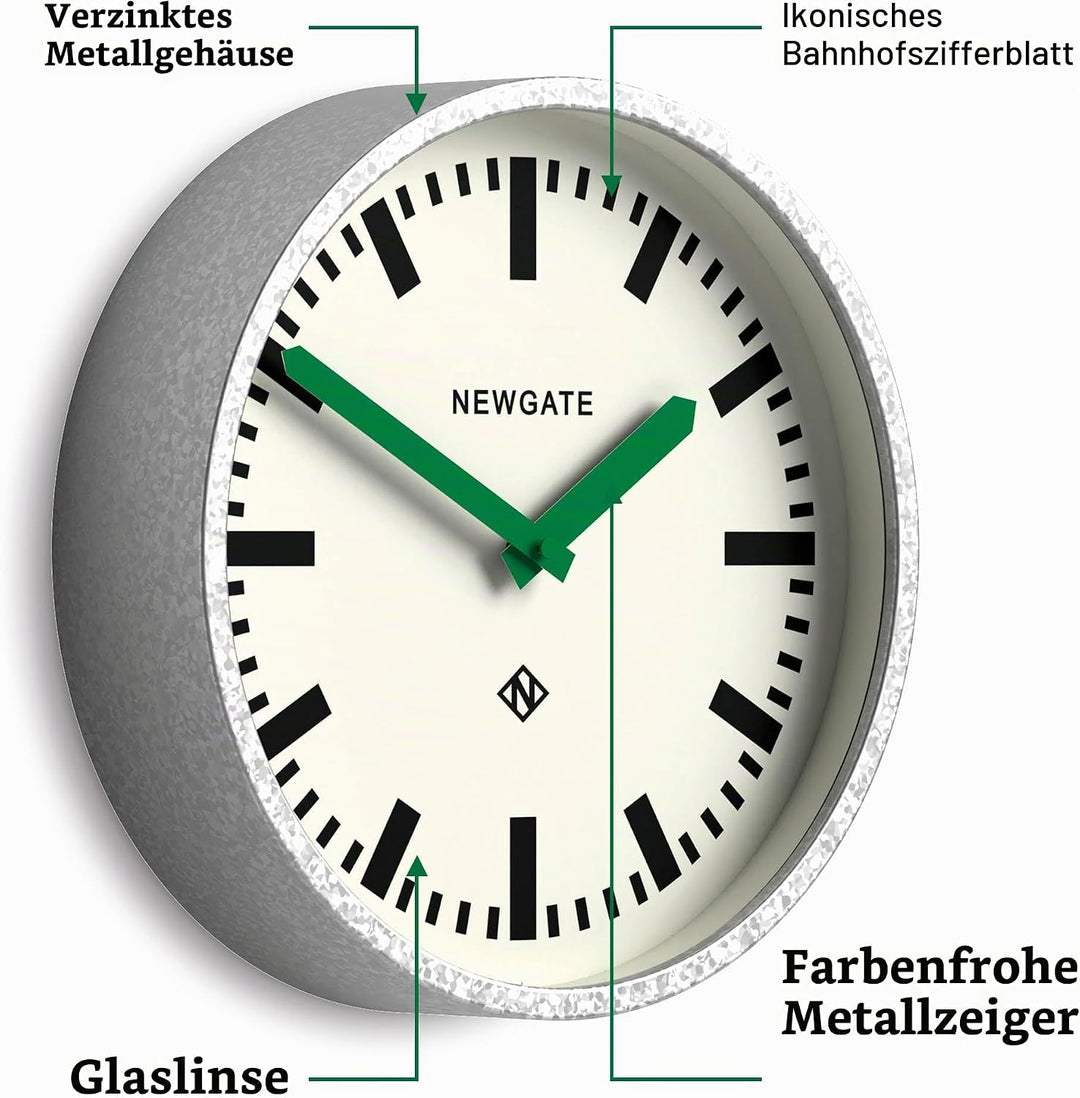 NEWGATE® Luggage wanduhr | Moderne Retro Metall bahnhofsuhr | 30cm | Tief verzinktes metallgehäuse m