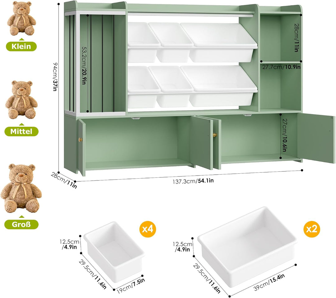 FOREHILL 137cm Kinderregal für Kuscheltier Aufbewahrung, Kinderzimmer Möbel | Kinderregal für Stofft