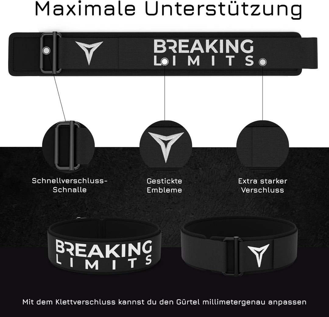 BREAKING LIMITS Gewichthebergürtel Herren & Damen - Gewichtsgürtel für Krafttraining & Gewichtheben,