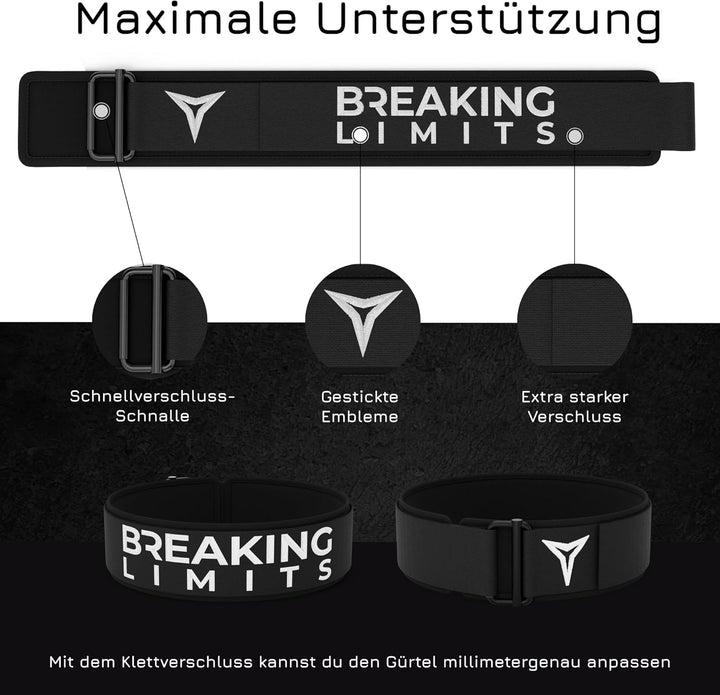 BREAKING LIMITS Gewichthebergürtel Herren & Damen - Gewichtsgürtel für Krafttraining & Gewichtheben,