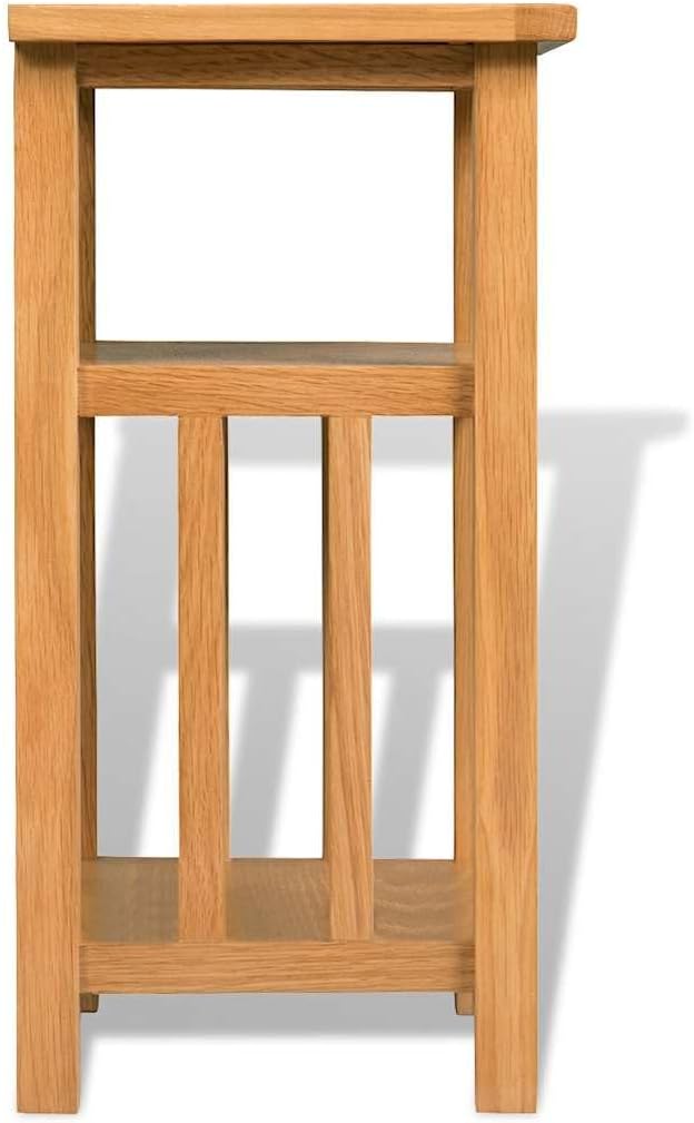vidaXL Beistelltisch Couchtisch mit Zeitungsablage Eiche Massiv 27 x 35 x 55 cm