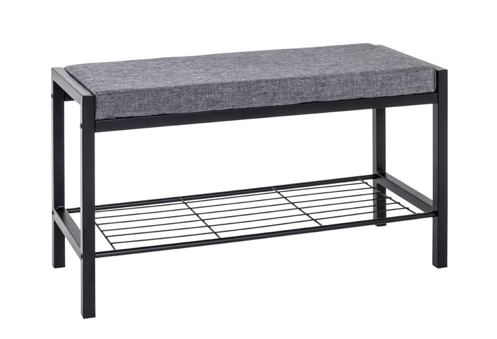 HAKU Möbel Schuhbank, Metall, schwarz-grau, B 80 x T 32 x H 48 cm, Schwarz-grau
