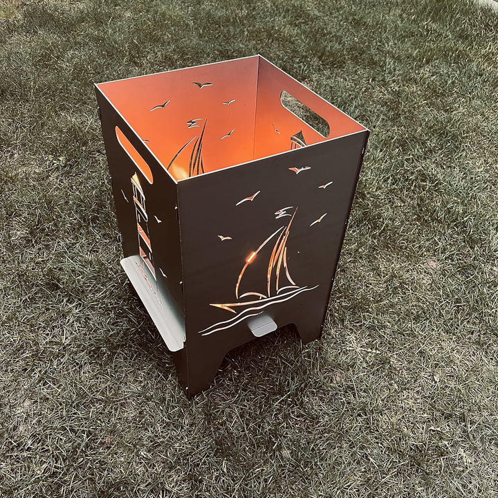 Feuertonne Mit Maritim Motiv | Stabiles Stecksystem Mit Tragegriffen | Robust & Aus Hochwertigem Sta