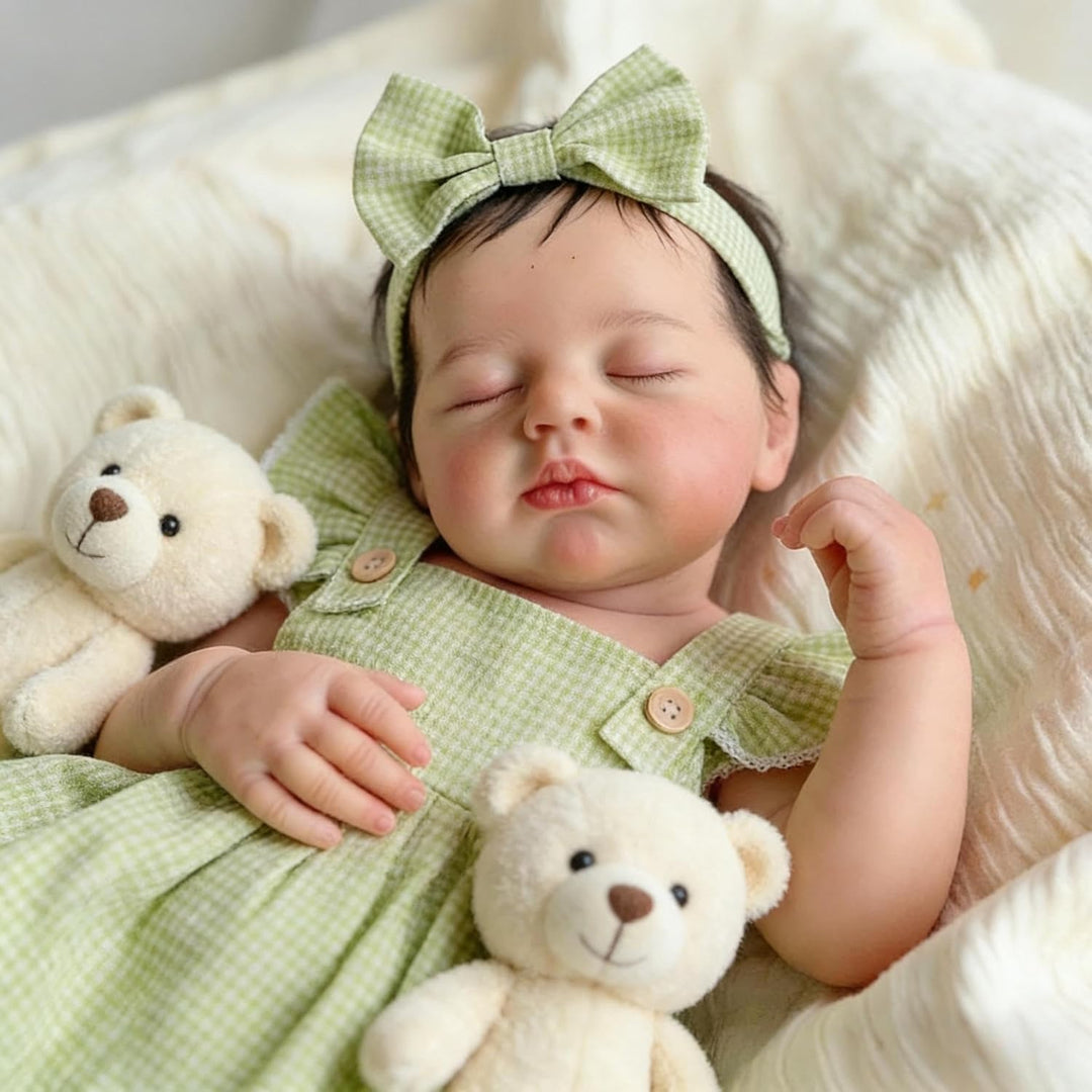 Zero pam Reborn Baby Vollsilikon Lebensecht Mädchen Augen Geschlossen, 50CM Silikon Baby Mädchen, Ec