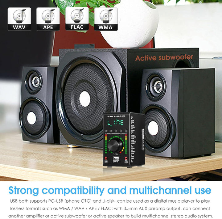 Douk Audio M100 Mini Verstärker, Bluetooth 5.0 Digitalverstärker mit USB DAC Coaxial/Optical Amplifi