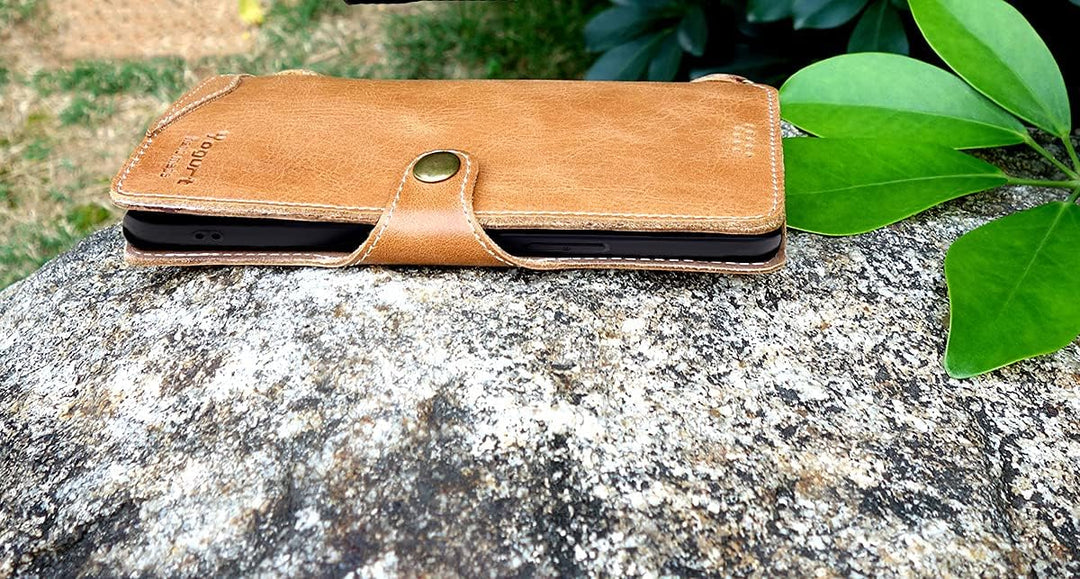 Yogurt Handyhülle für iPhone 13 Pro Max, Hülle Echtleder Case Ledertasche Lederhülle für iPhone 13 P