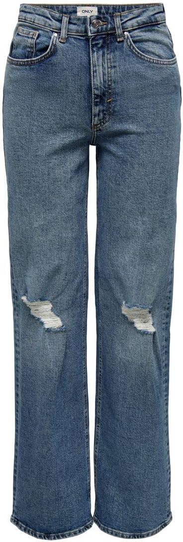 ONLY Damen Jeans 31W / 32L Dark Medium Blue Denim, 31W / 32L Dark Medium Blue Denim