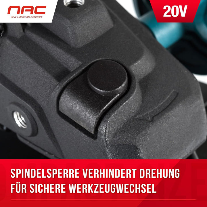 NAC NEW AMERICAN CONCEPT AGE-125-LI-20V NAC Winkelschleifer 20V 125mm 10 000rpm ohne Akku, Grün Nur