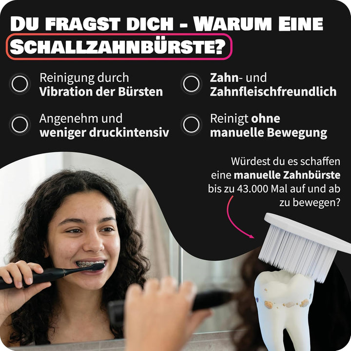 Zahnheld® Super-Set, elektrische Schallzahnbürste GERO + Munddusche AQUADENT | inkl. Bürstenkopf & R