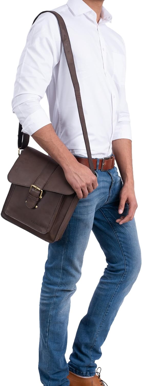 STILORD 'Lukas' Umhängetasche Herren Leder mittelgross Vintage iPad Ledertasche 10,1 Zoll Tablettasc
