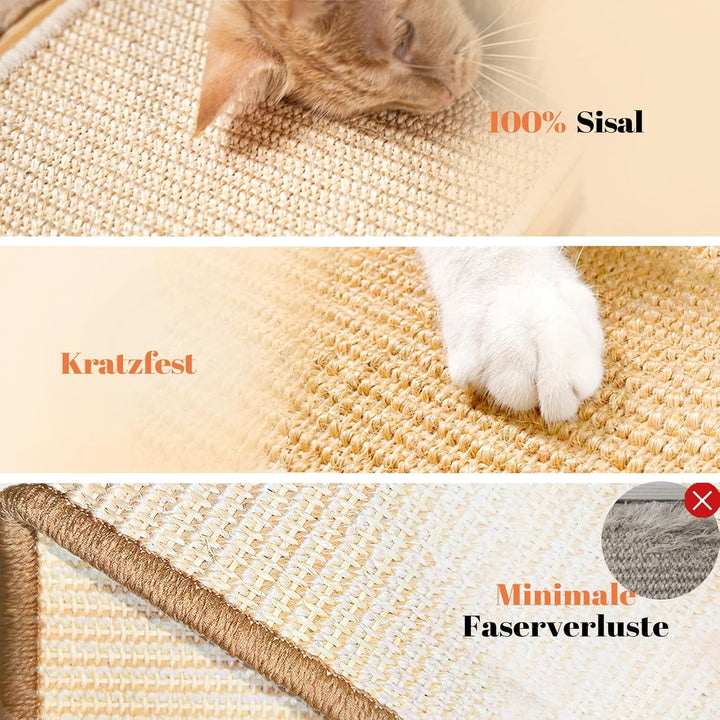CheerPals Sisal Kratzbrett - 2-IN-1 Katzen Spielzeug, Massives Kiefernholz &amp; Natürliche Sisal Pad &amp;