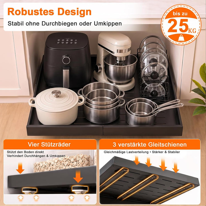 PNNP Teleskopschublade Küche Ausziehbare Schublade: Einstellbare Breite Schrank Organizer (32–53 cm