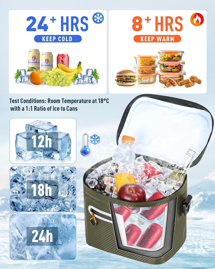 Lekesky 12/20L Verstärkter Isolierter Kühltasche – Tragbarer Kühltasche, Wasserdichter & Undichtheit