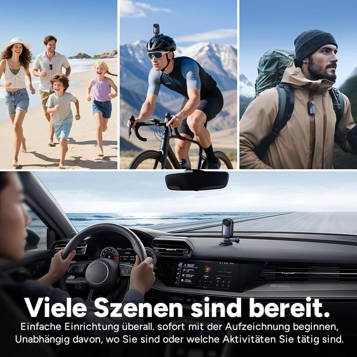 SJCAM C110 Bodycam 4K mit 64GB,200 min Aufnahmezeit Action Cam,EIS-Stabilisierung,8-Facher Zoom,Wass