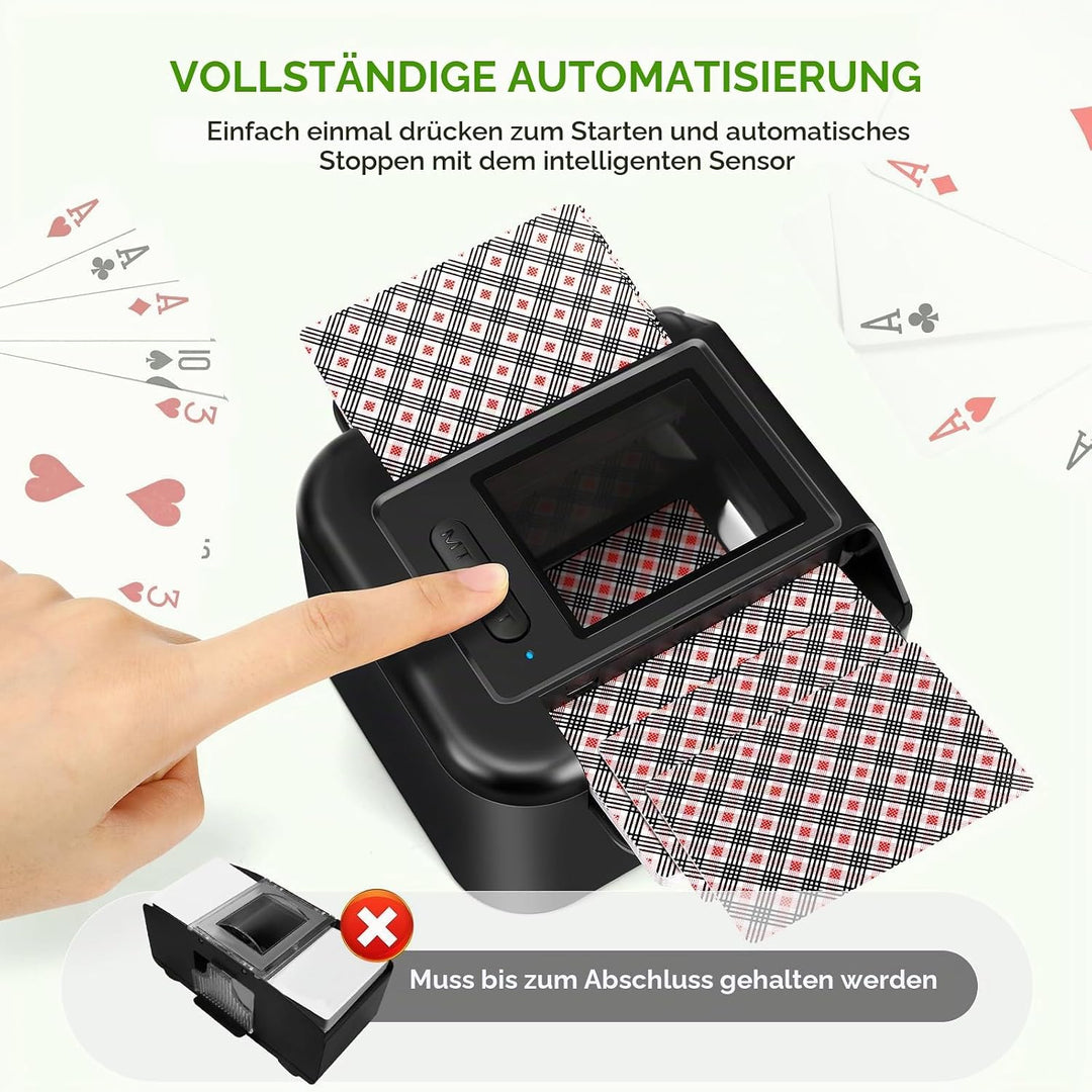 Aufladbarer Kartenmischer für 1–2 Decks,Geräuscharm Wiederaufladbarer Kartenmischer Tragbarer Elektr