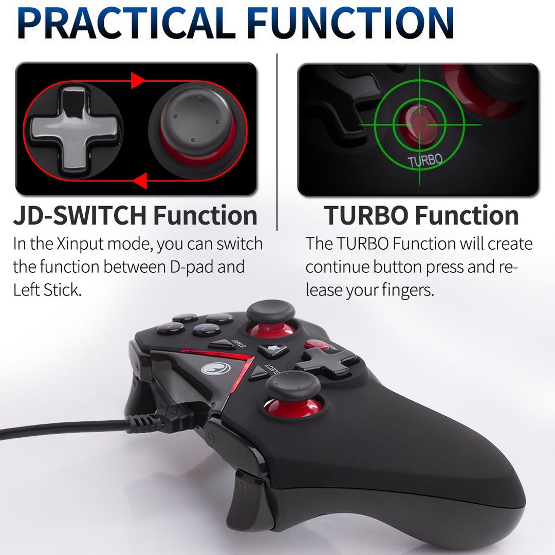 IFYOO V-one Wired USB Gaming Controller Gamepad Joystick für PC (Windows XP/7/8/10/11) & Steam & And
