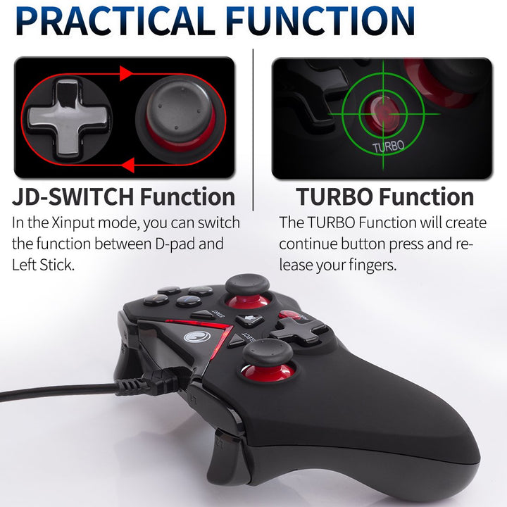 IFYOO V-one Wired USB Gaming Controller Gamepad Joystick für PC (Windows XP/7/8/10/11) & Steam & And