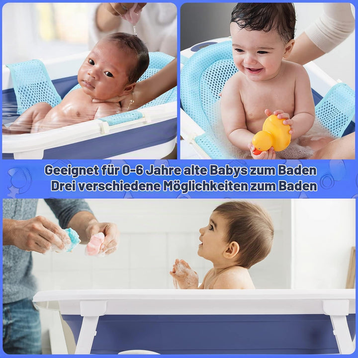 50L Baby Badewanne, Faltbare babywanne mit Anti Stütze, baby wanne mit Echtzeit-Temperaturmessung, B