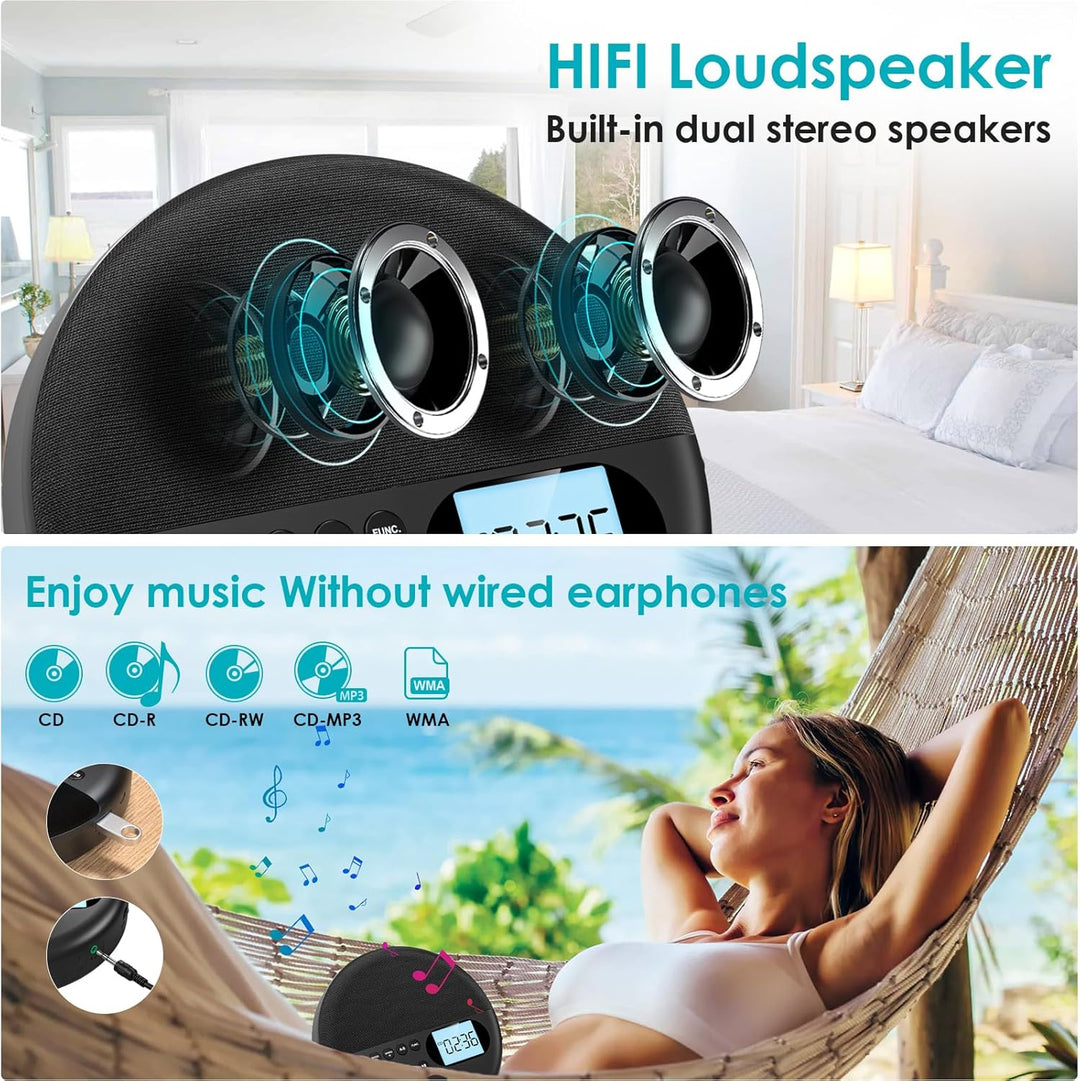 Gueray CD Player Tragbar mit Bluetooth Tragbarer CD Player mit Lautsprecher Integrierte 1500mAh Akku