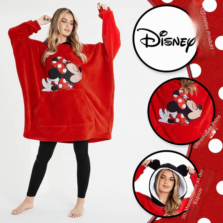Disney Übergrosse Kapuzenpullover Damen Hoodie Decke Mädchen Teenager Herren Rot, Rot