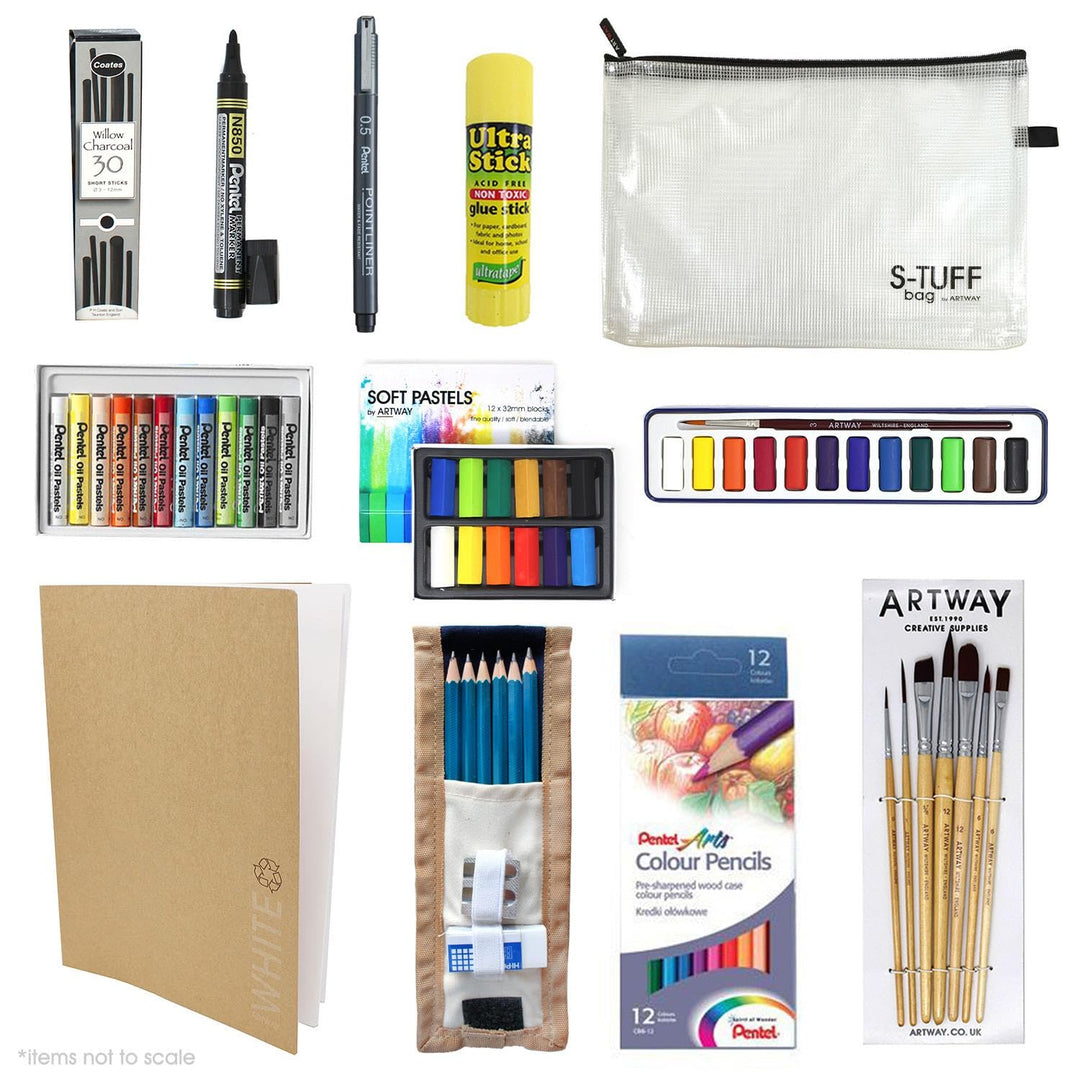 Artway - Zeichenset - Ideales Zeichenset für Realschule und Gymnasium Kunst-/Kreativkurse - A4 A4 -