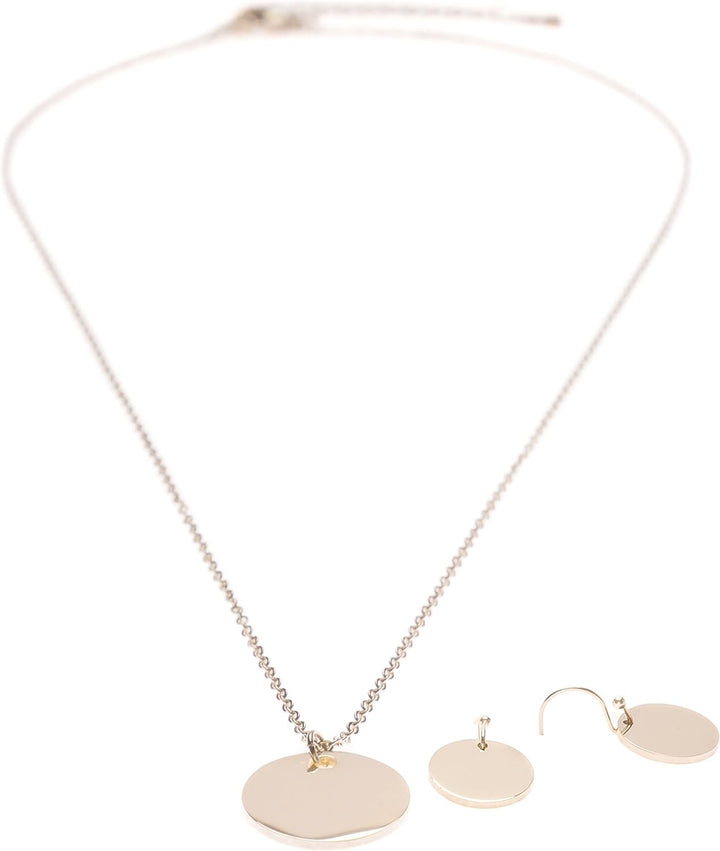 Happiness Boutique Damen Schmuckset in Rosegold | Kleine Ohrringe und Kette mit Kreisanhänger im Geo